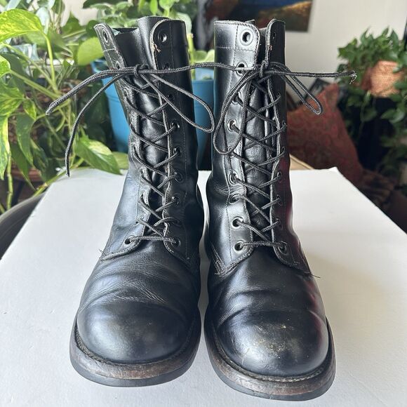 1967 Endicott Johnson Men\'s 8W Combat Boots US Military Vietnam Black Leather main image 4